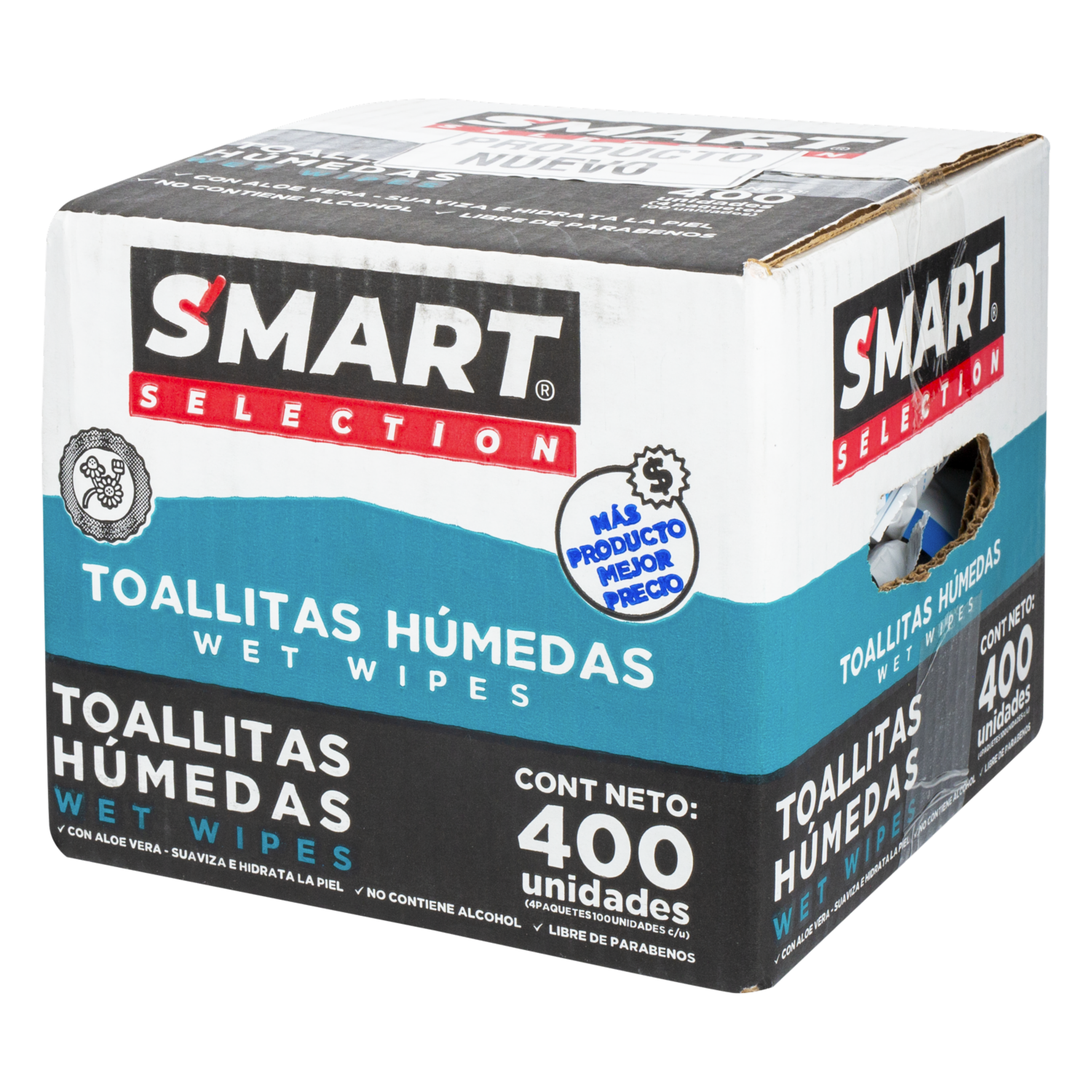Pañitos Húmedos Cuatripack X 100 Con Tapa SMART SELECTION 400 Uds