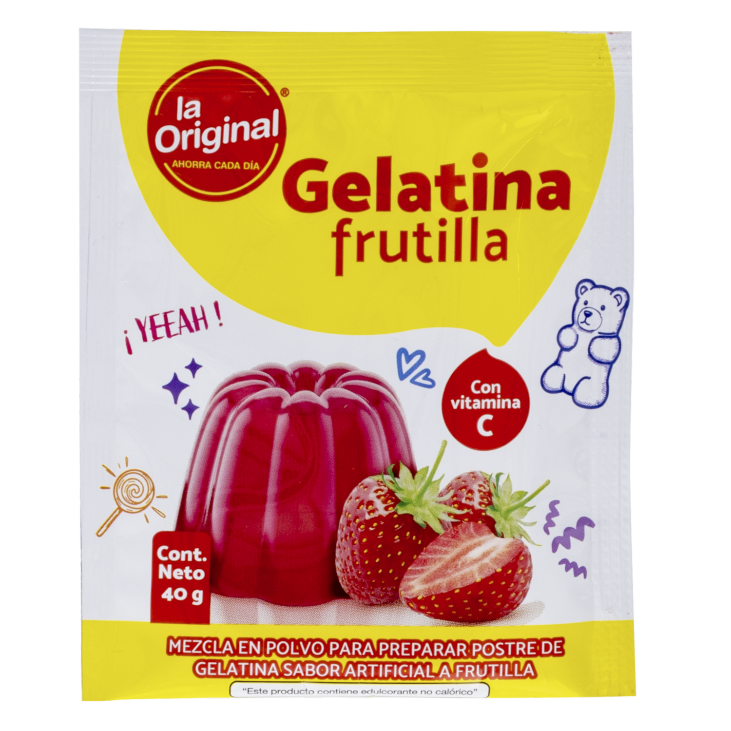 Gelatina En Polvo Sabor A Frutilla LA ORIGINAL 40 G
