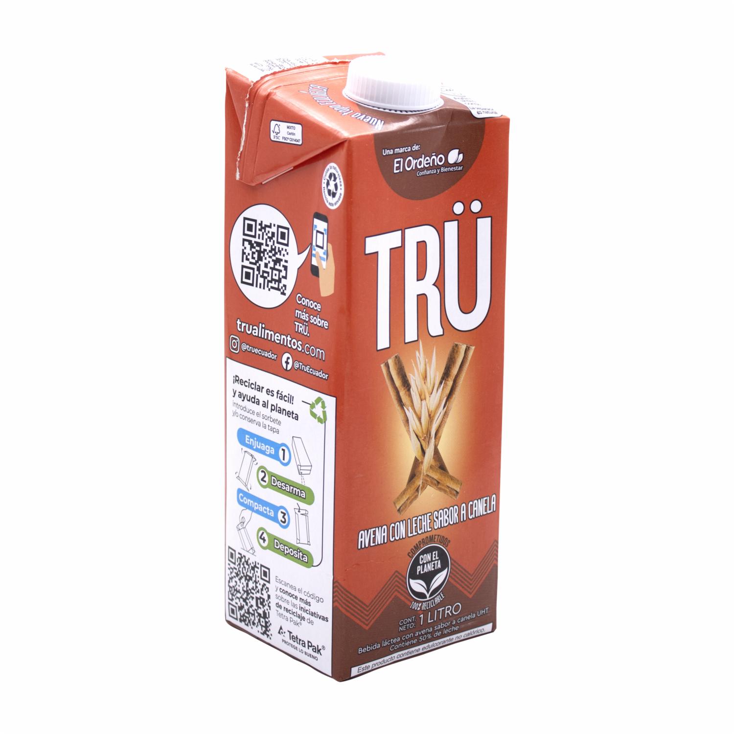 Bebida De Avena Con Leche Sabor A Canela TRÜ 1 Litro