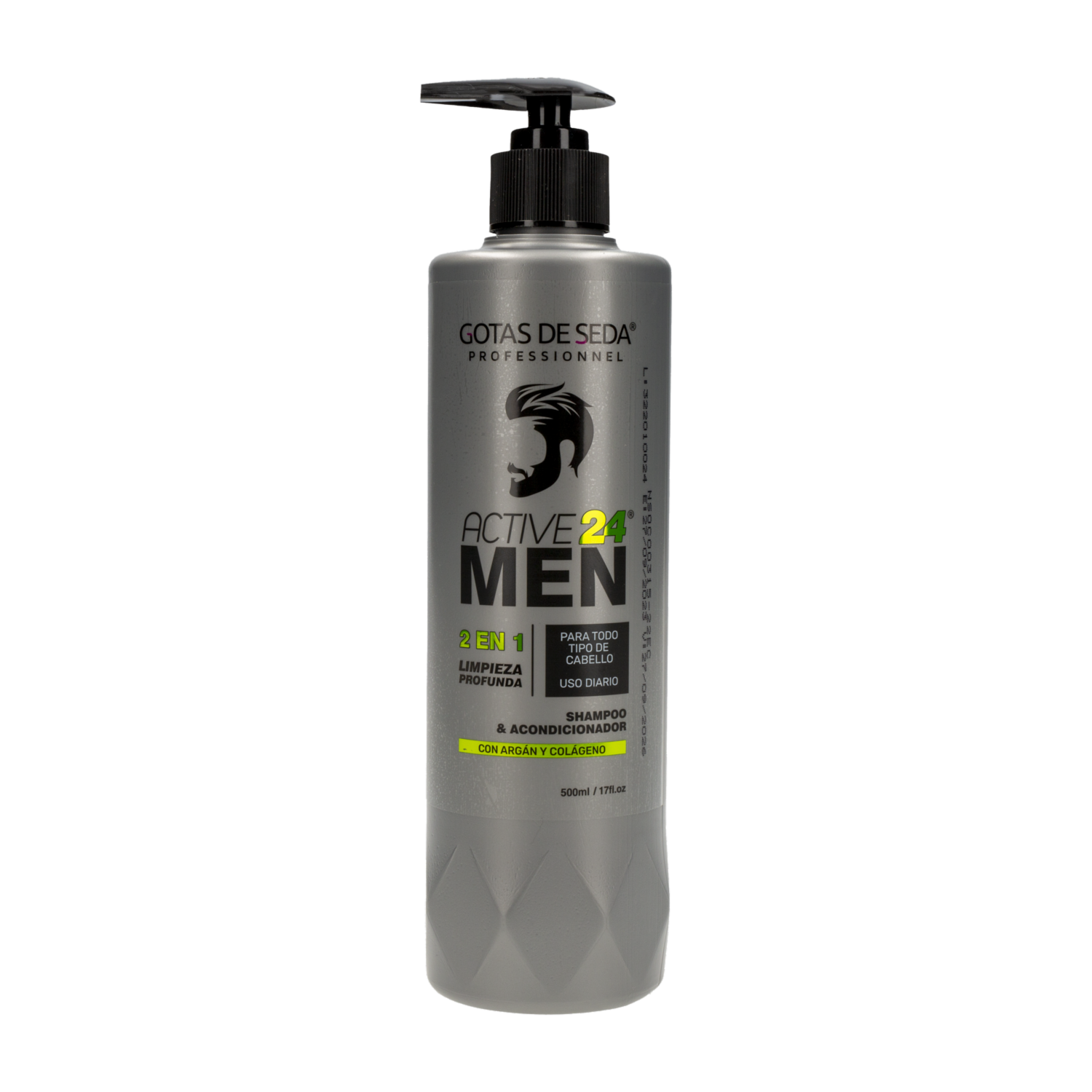 Shampoo Y Acondicionador 2 en 1 Para Todo Tipo De Cabello Gotitas De Seda ACTIVE 24 MEN 500 Ml