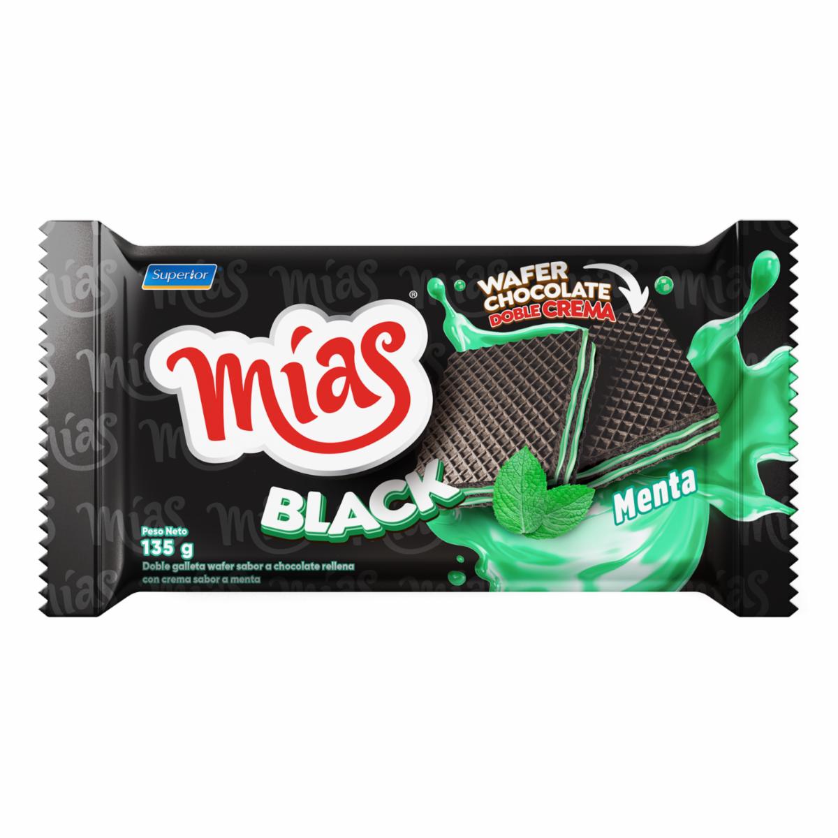 Galleta Wafer Con Doble Crema De Menta MÍAS BLACK 135 G