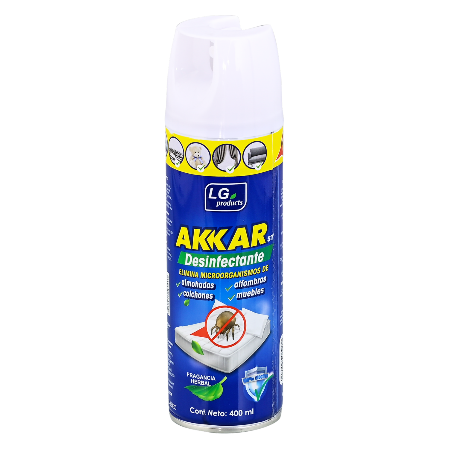 Spray Desinfectante Elimina Microorganismos Fragancia Herbal AKKAR 400 Ml