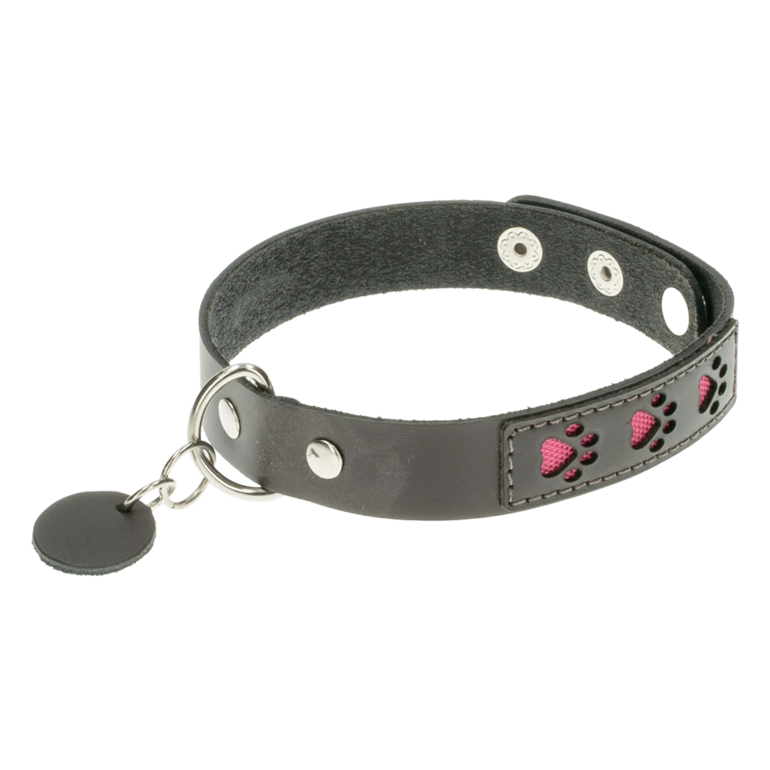 Collar Para Gato De Cuero Diseño Color Fucsia TOSCANO PET 28-32Cm