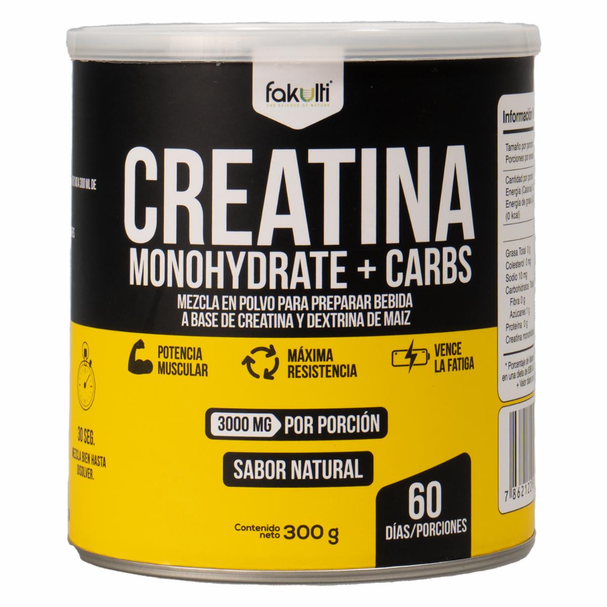 Creatina Monohidratada Con Carbohidratos FAKULTI 300 G