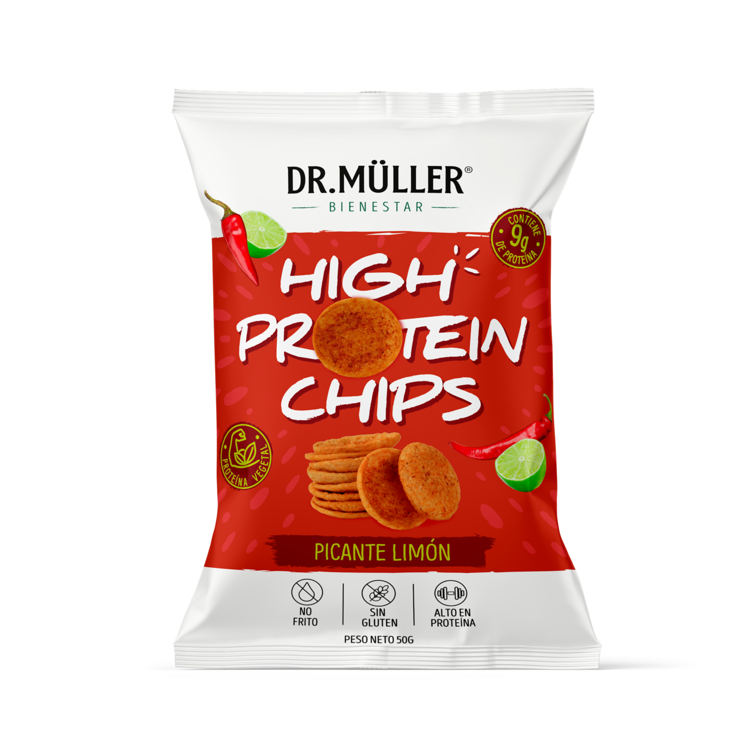Chips De Proteína Sabor Picante Limón DR. MULLER 50 G