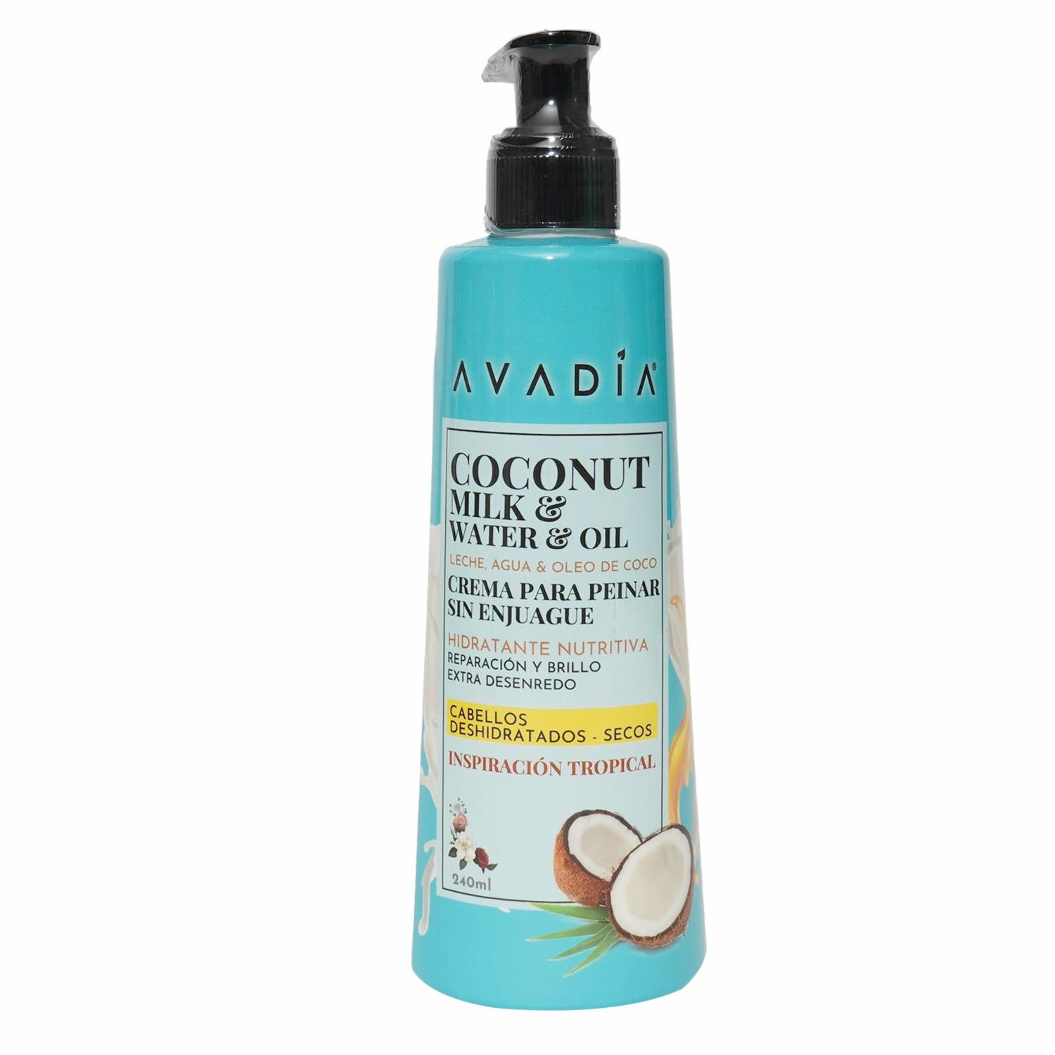 Crema Para Peinar Sin Enjuague Hidratante Nutritiva Coconut Inspiración Tropical AVADÍA 240 Ml