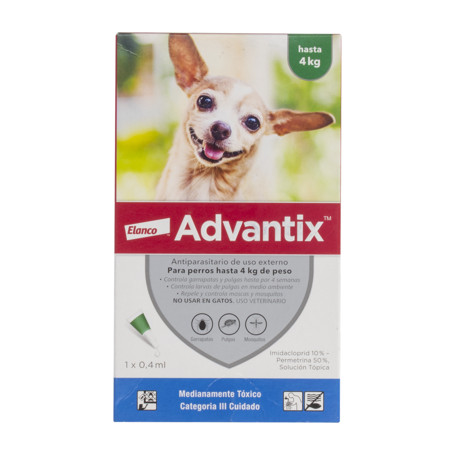 Antiparasitario Para Perros De Hasta 4 Kilos ADVANTIX 0,4 Ml