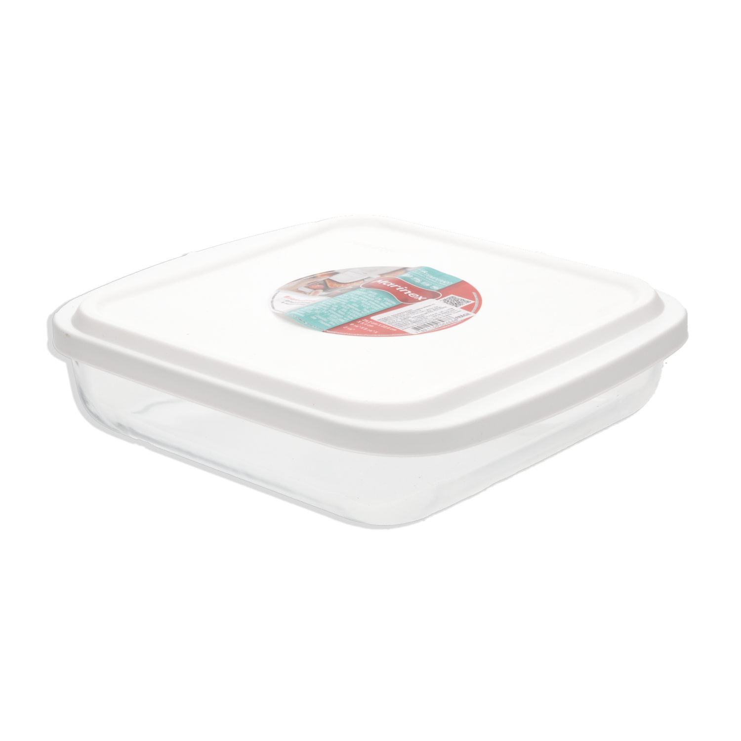Fuente Refractaria Cuadrada Mediana Con Tapa MARINEX 1.8 Litros