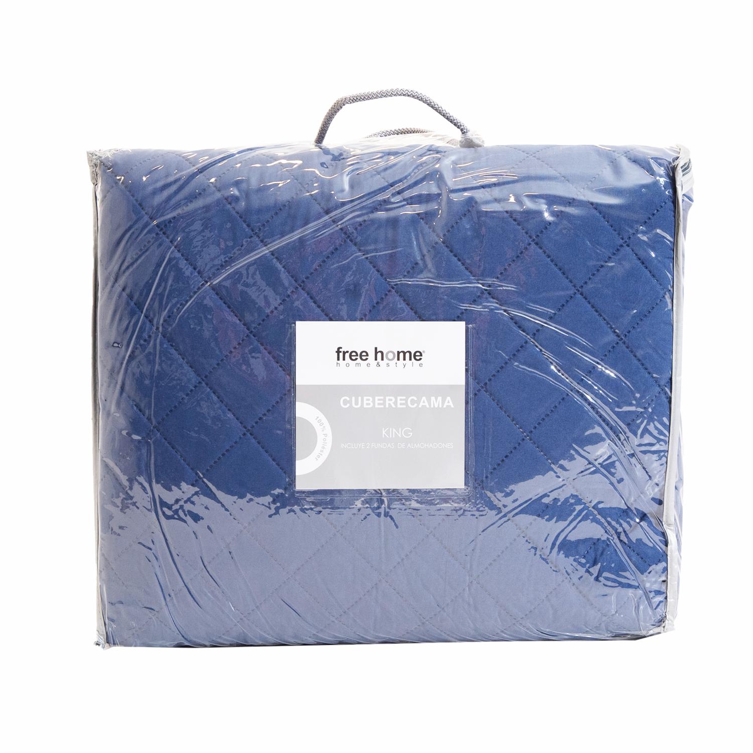 Cubrecama Unicolor Azul FREE HOME 3 Plazas