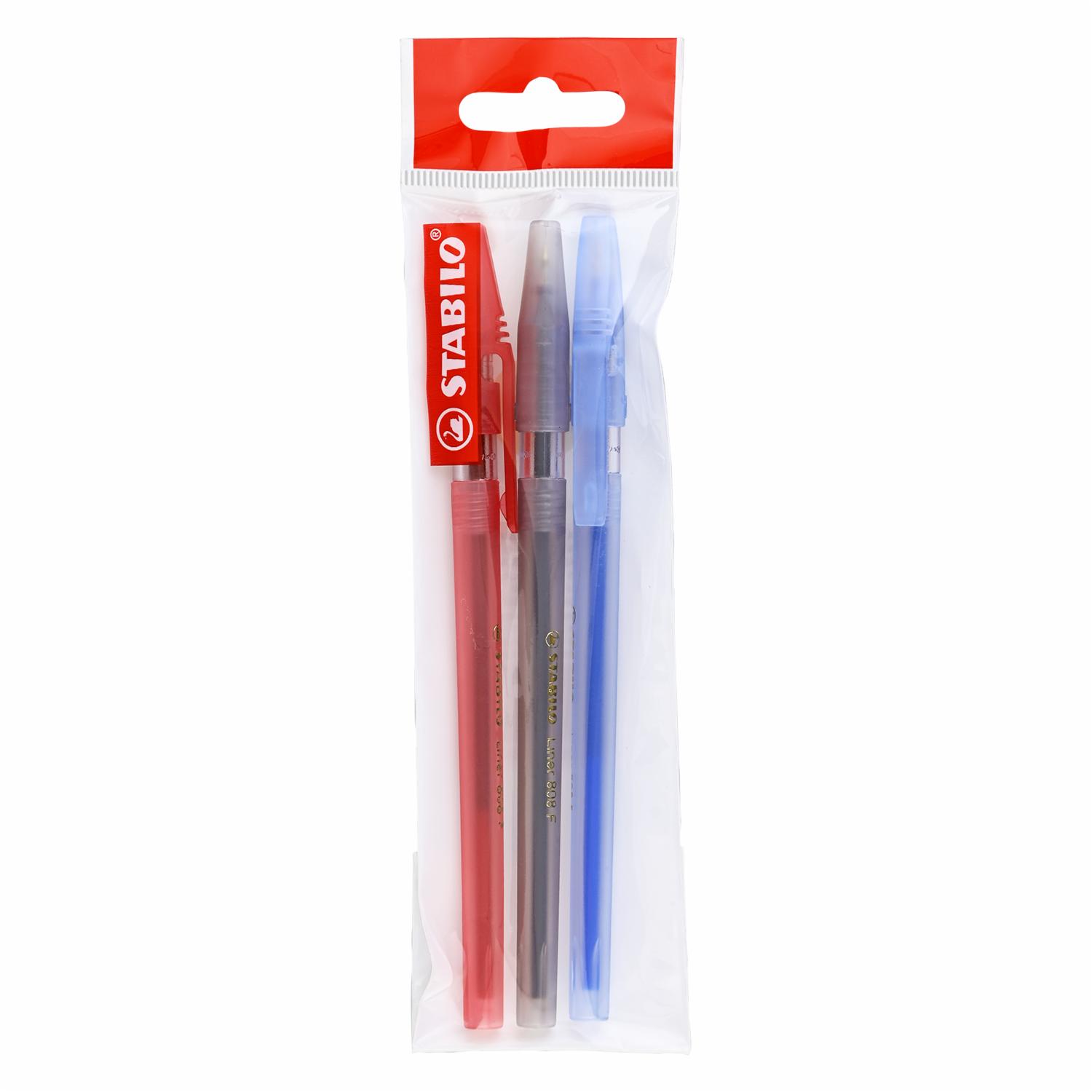 Bolígrafo Liner Azul Negro Y Rojo STABILO Ecopack 3 Uds