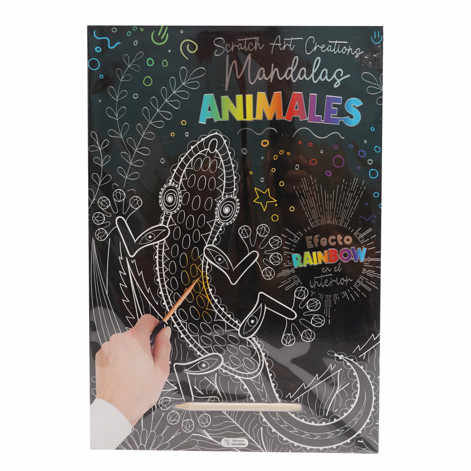 Libro Scratch Art Creations Mandalas Animales Efecto Arcoíris SALDAÑA 64 Páginas