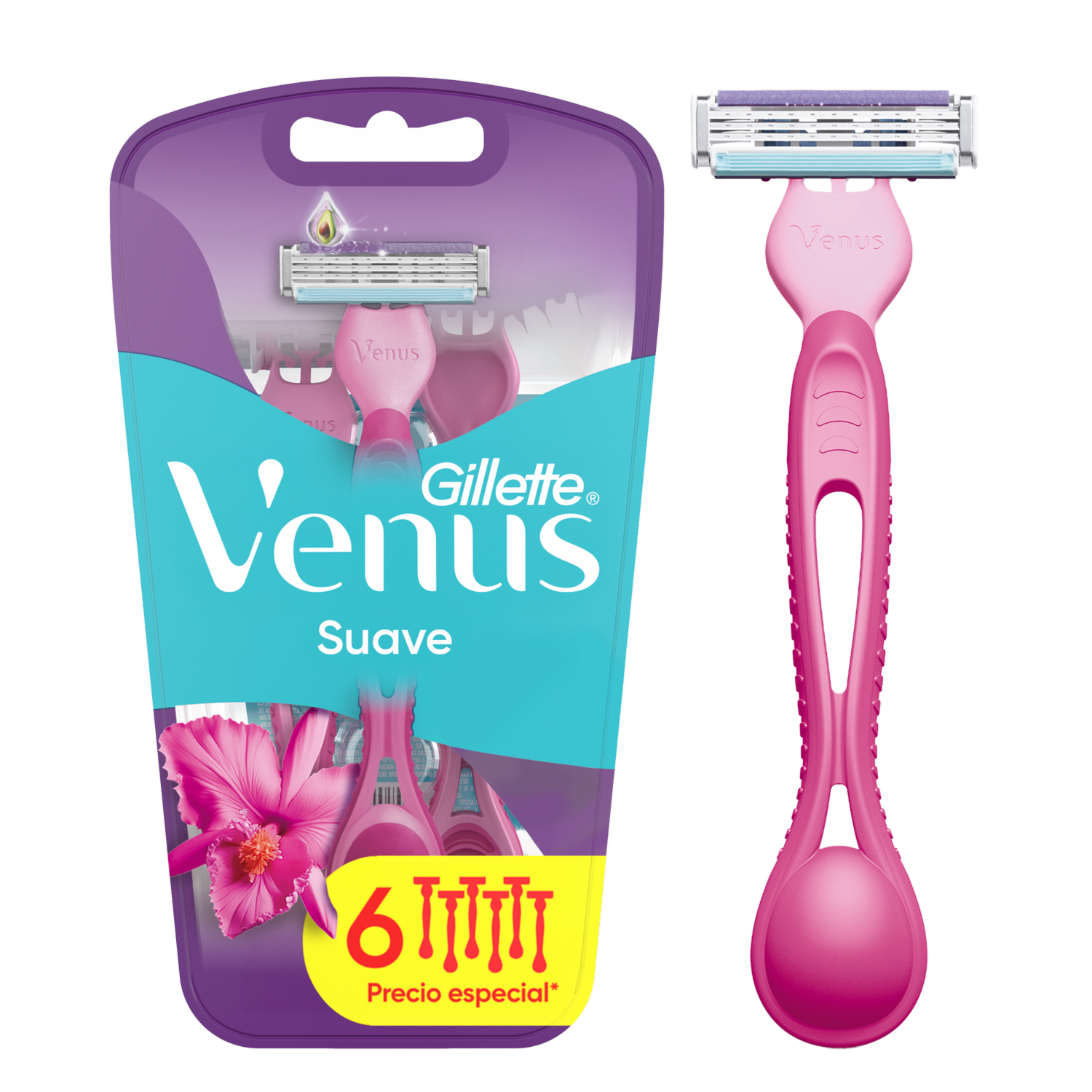 Razuradora Desechable Para Mujer Venus Suave 3 Hojas GILLETTE X6 Uds