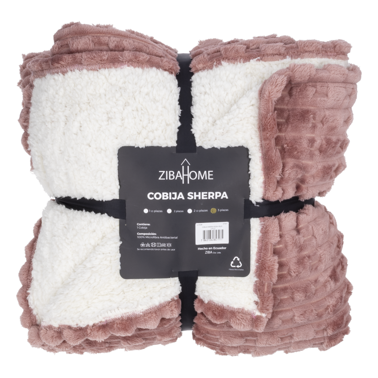 Cobija Sherpa Rosa Viejo ZIBA HOME 3 Plazas