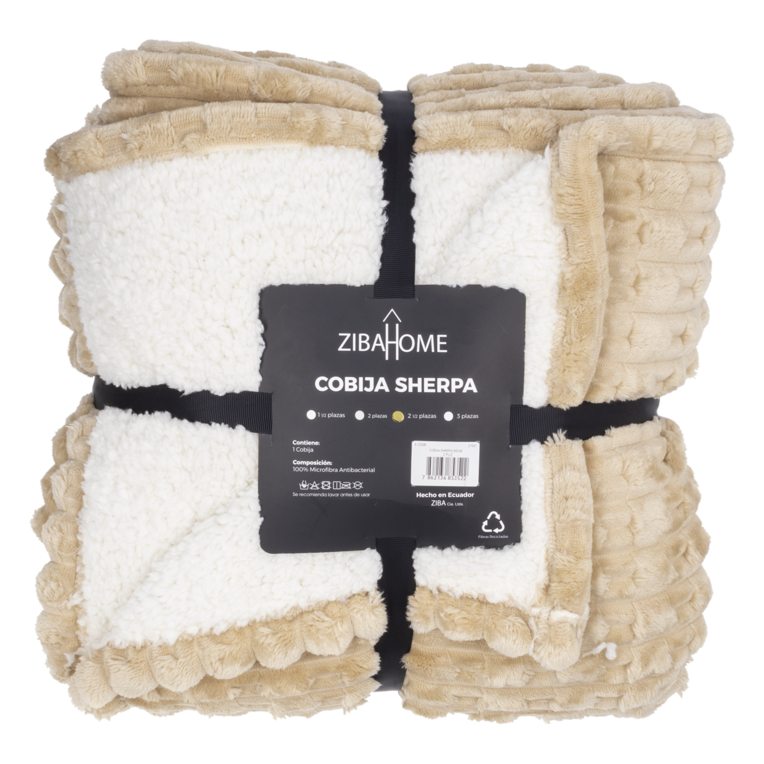 Cobija Sherpa Beige ZIBA HOME 2 1/2 Plazas